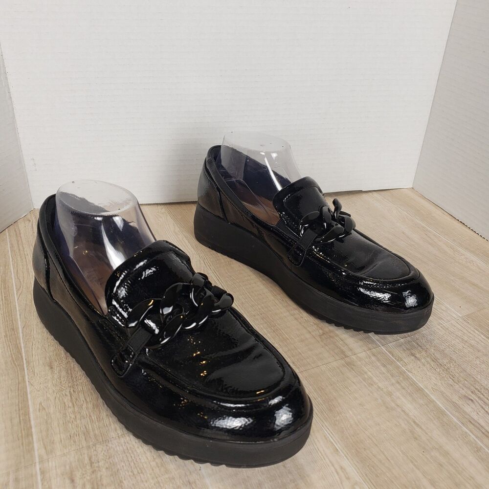 Clarks Zylah May Loafer Chunky Comfortable Fashionable Black Leather Size 9.5
